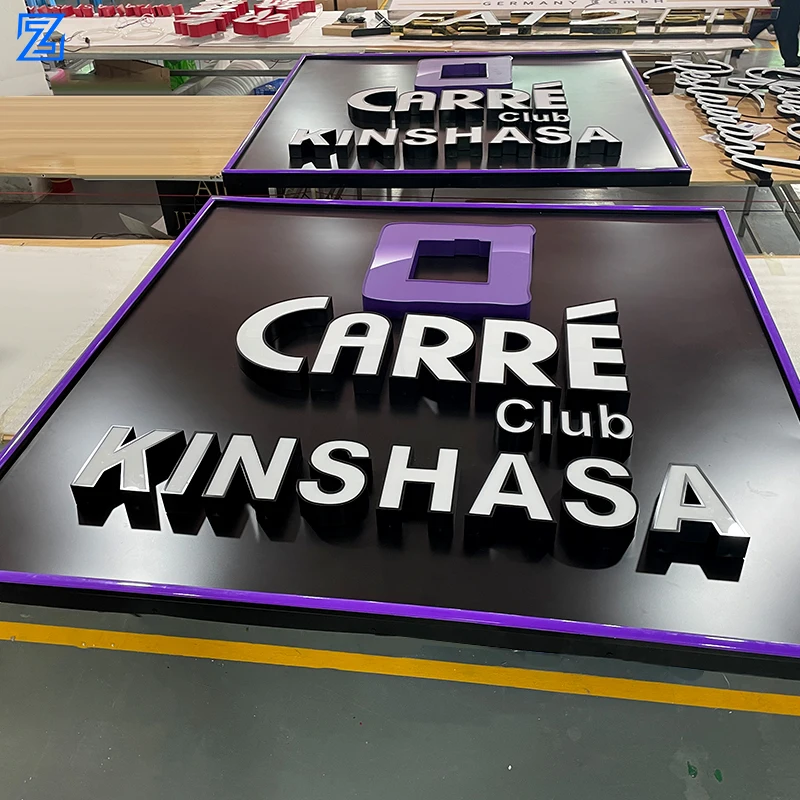 Company Business Brand Aluminum Frame Acrylic 3D Logo Led Light Sign Board Face Lit Channel Letter With Aluminum Backer Panel