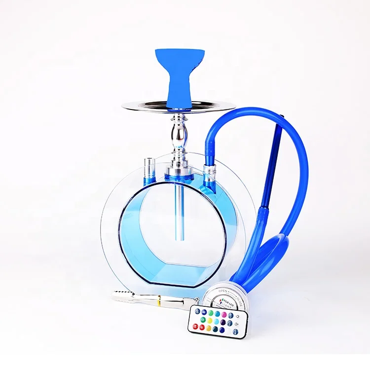 Blue hookah shisha led portable acrylic circle shape shisha for restaurant