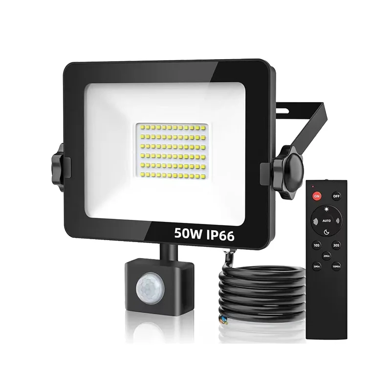 50 100 Watts Remote Spotlight Pir Motion Sensor Floodlights IP66 Smart Walkway Garden Security Flood Light Outdoor Led