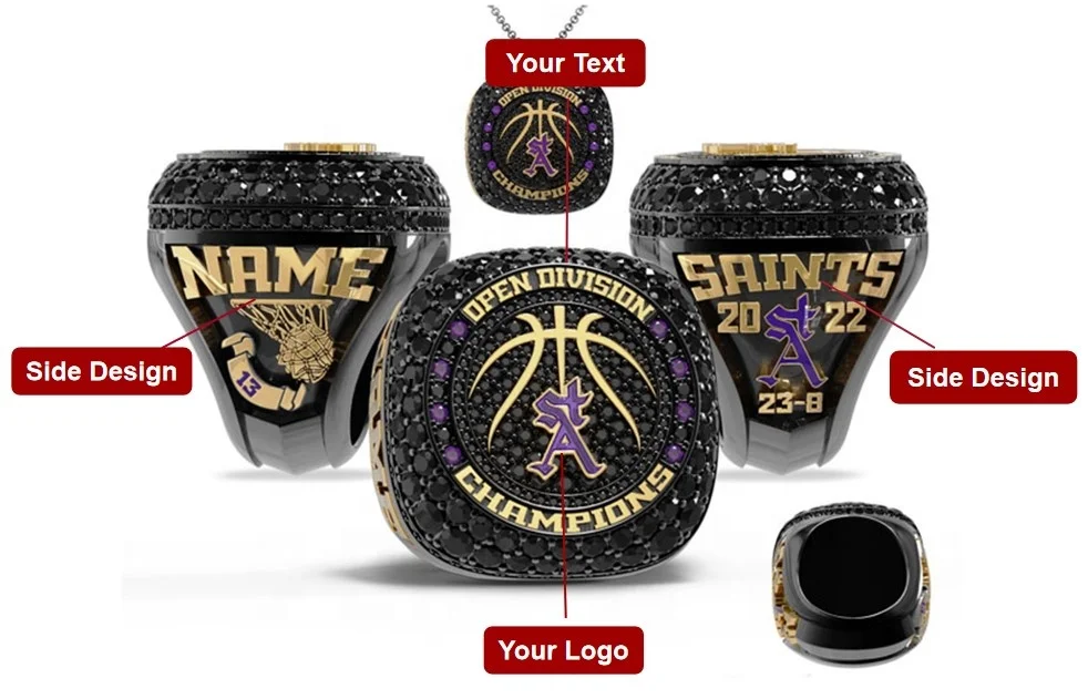 Custom Basketball Championship Rings Cheerleading All Sports Tournament Runner up Championship Rings