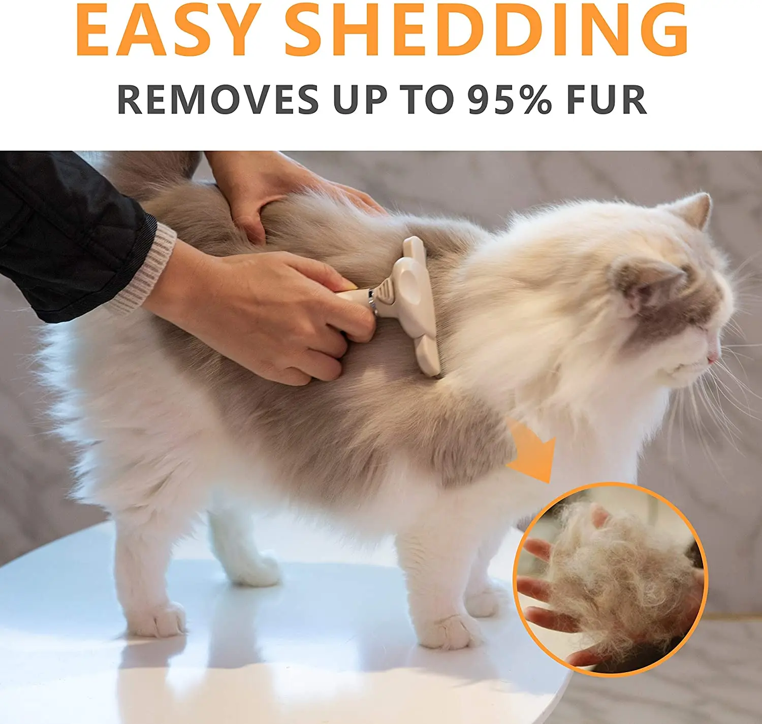 Dog Deshedding Brush with Curved Edge & Self Cleaning, Effectively Reduces Shedding by Up to 95% for Medium and Long Haired Pet