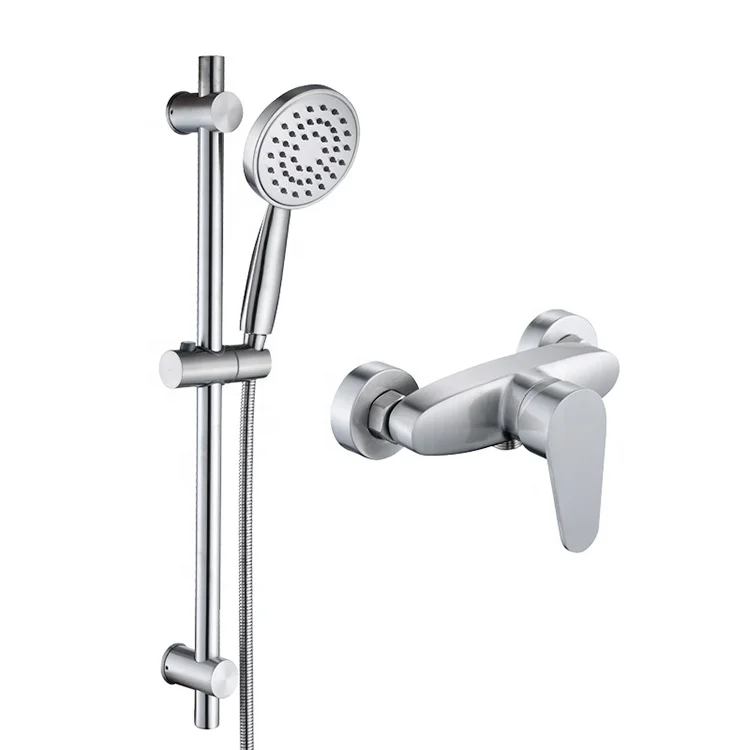 SS Bath Shower Mixer Set with Slide Bar