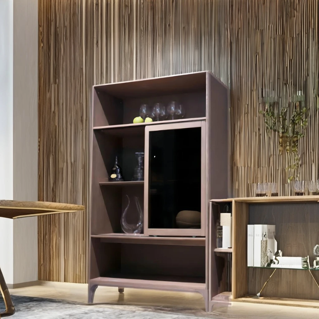 Home design wooden display luxury wall large wine shelf cellar whiskey glass display wine rack cabinet for the home