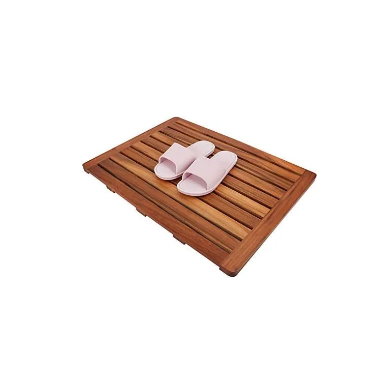 teak wood bath mat shower mat non slip   wooden floor mat  large rectangles for spa home