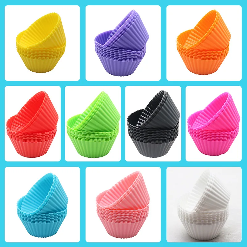 Amazon Colorful DIY Cake Reusable Non Stick BPA Free Cupcake Silicone Baking Tool Silicone Muffin Cups