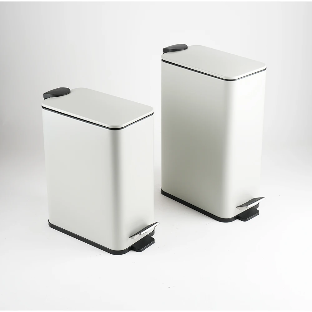 10L Metal Rectangular Foot Pedal Bin Waste Trash Can for Toilet With Inner Basket
