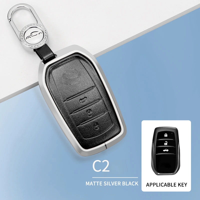 C2 Car Key Case for Toyota Electric Plating Cover Camry Highlander Prado Crown Land Cruiser Prius Vitz Smart Key Protect Shell