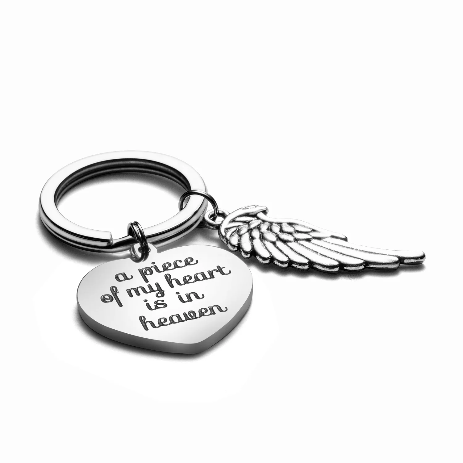 Joycuff Memorial Jewelry Accessories  316L Stainless Steel Heart Angle Wing Keychain  for Women
