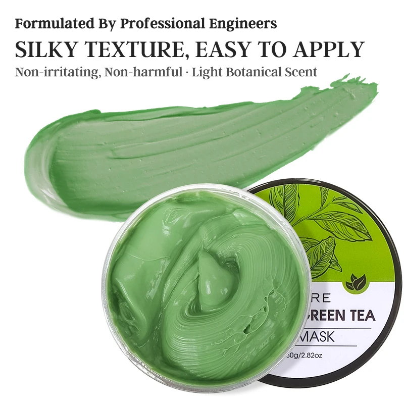 Kaolin Clay Face Mask Sulfate-free Deep Cleansing & Oil Control and Green Tea Matcha & Kaolin Cleanser Green Mud Mask