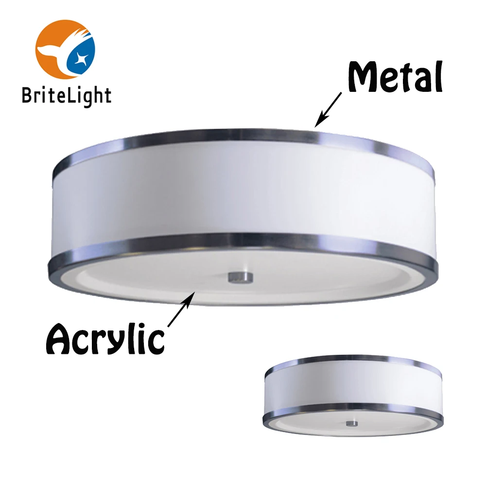 15 inches Round LED 25W White Acrylic Brushed Nickel Ceiling Lamp Contemporary home decoration with ETL certificate