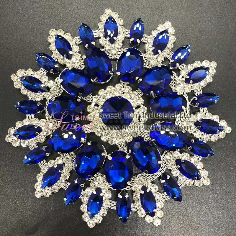 Big Crystal Brooch Sewing Stones Applique Sew On clear Glass Rhinestone Flowers For Dress Shoes Jewelry Crafts