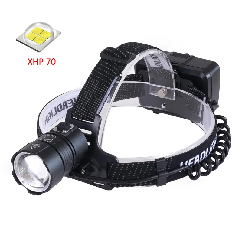 2000 Lumens Multifunction Headlamp P70 Outdoor Led Zoom Headlights Rechargeable With Power Bank