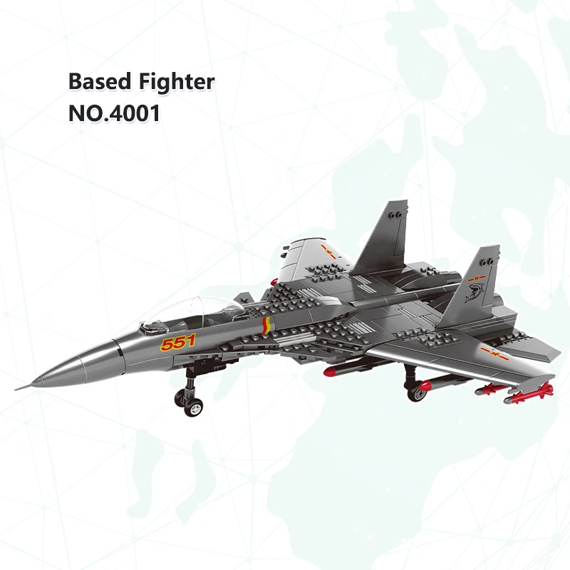 Military Series 4001 Based Fighter MOC Model 272pcs Small Particles Educational Assembly Building Block Bricks Toy Set for Kids