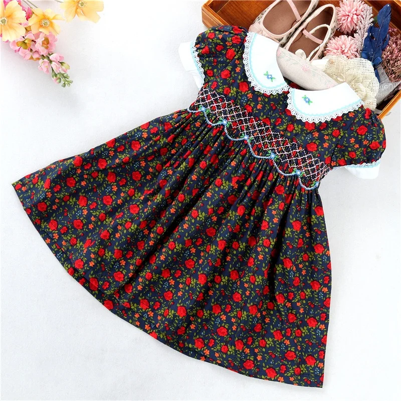 C2010 summer kids clothes embroidery baby girls dresses smocked baby outfit cotton children boutiques