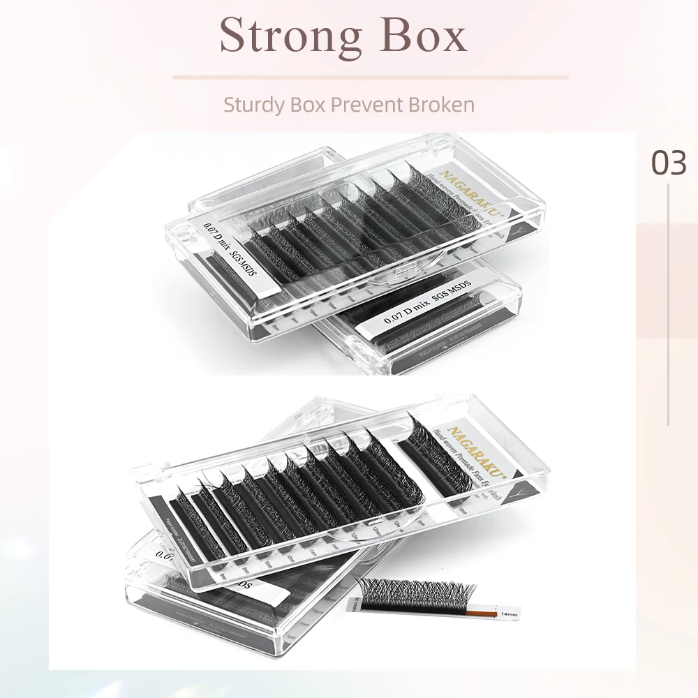 NAGARAKU 6D W Shape Eyelash Extensions Volume Pre-made Fans False Eyelashes Split Tips W shape