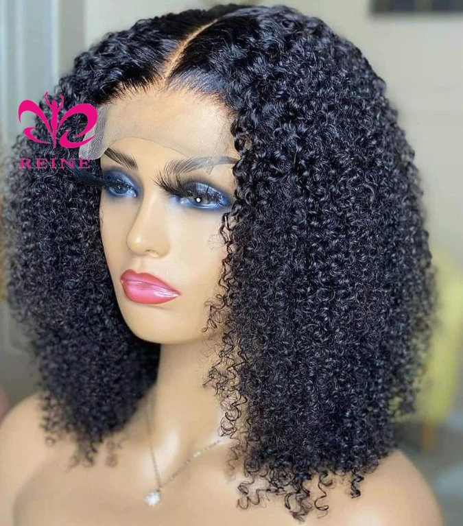 4x4 Bob Lace Closure Wig Women Double Drawn Human Hair Wig Blunt Cut Bob Wig for Black Straight and Curly Indian Short