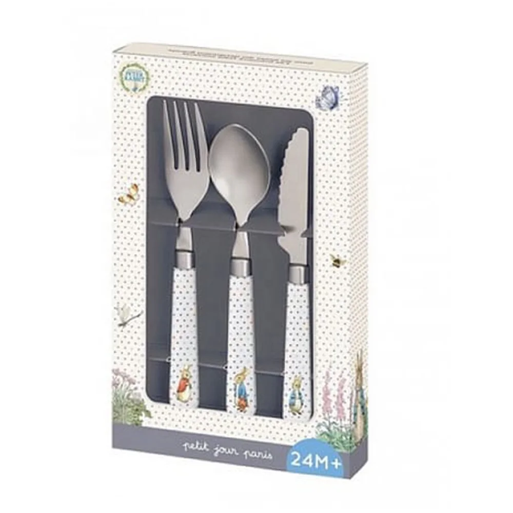 3 Pcs Stainless Steel 18/10 Engraved Animal zoo cutlery set toddler baby plastic handle silverware