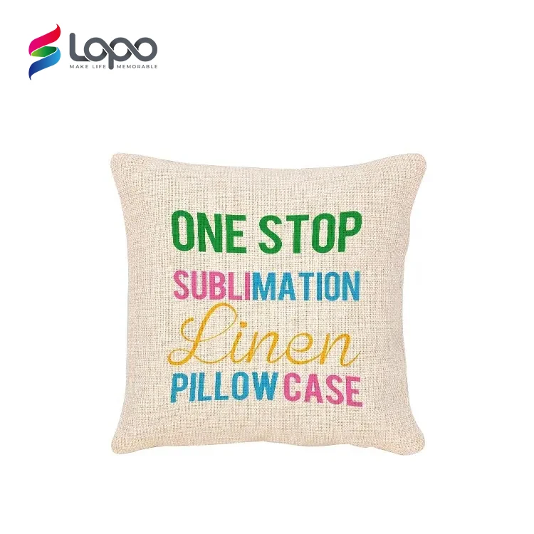 Pillow Case Wholesale Sublimation Textile Sublimation Linen Natural Knitted Sustainable Plain Dyed Home Decor Seat Cushion LOPO