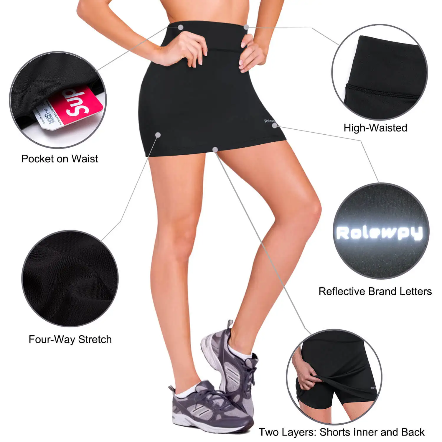 2020 hot selling black Breath and Comfort sports wear tennis dress Sports Skirt Womens Lightweight Tennis Skirt