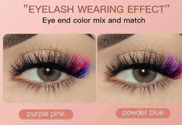 Free sample High same mink hair color eyelashes thick curling eye end false eyelashes