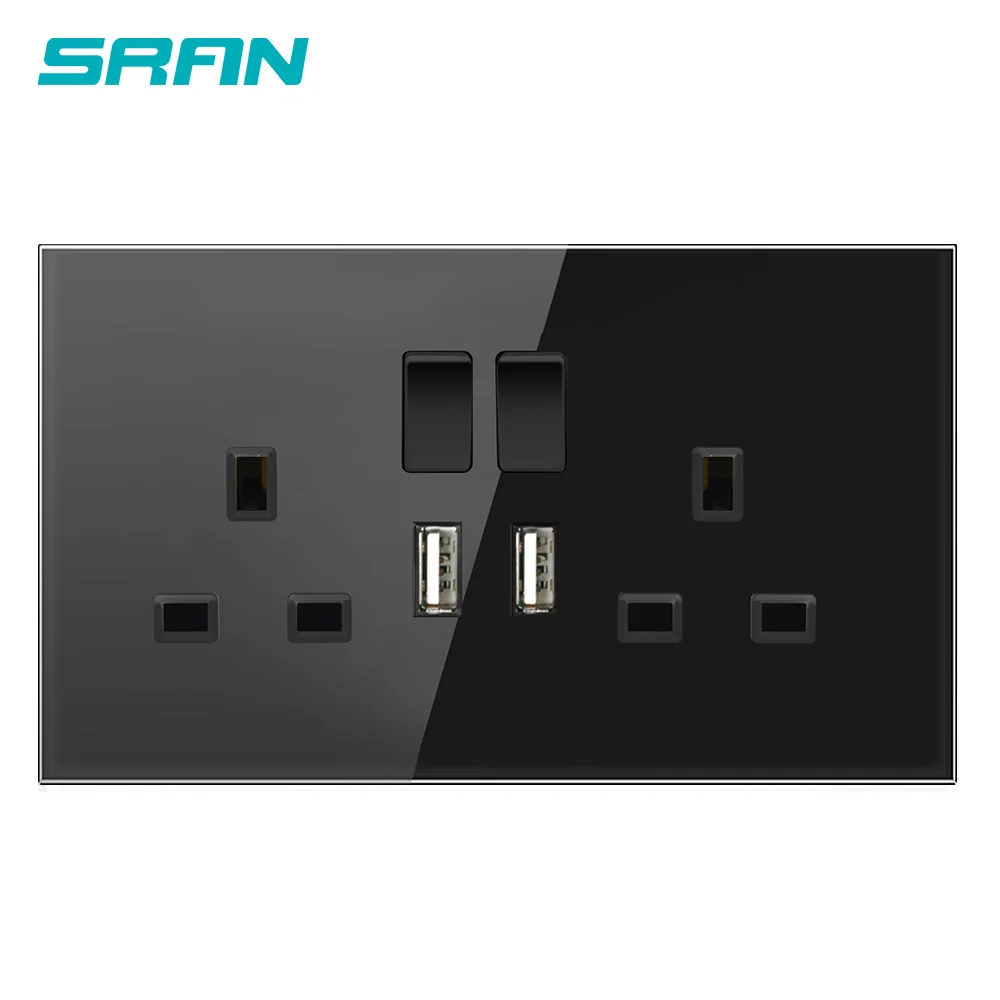  Стандартная настенная розетка Sran с 2USB-портами для домашнего