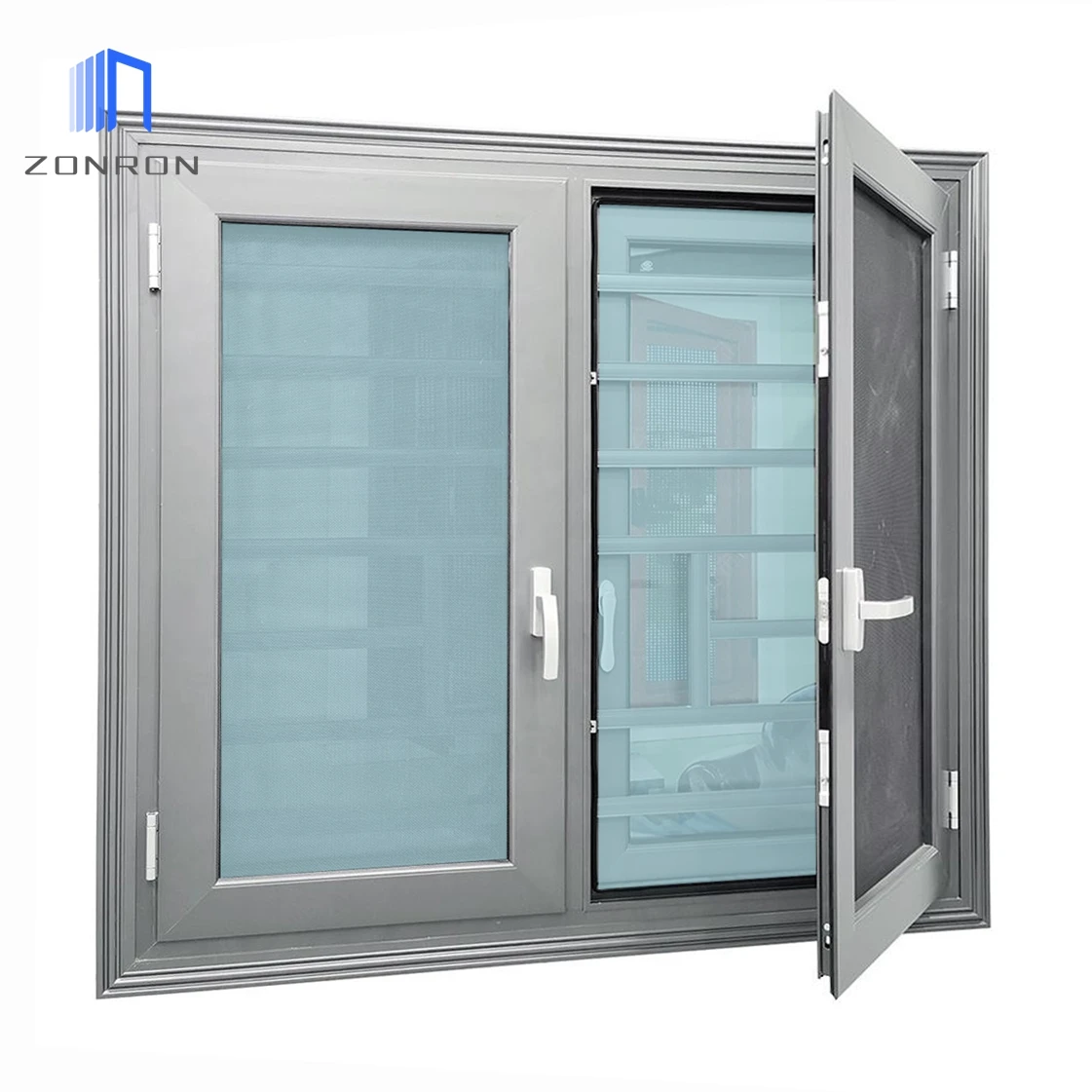 Zonron Thermal Break Aluminium Black Frame Casement Windows House Window Design Double Glazed Aluminum Window Soundproof