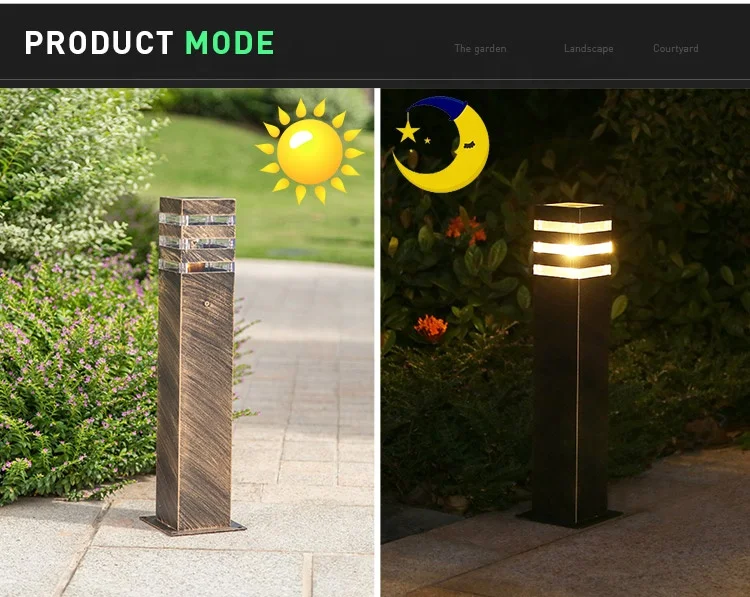 Yunduo Fast Shipping Outdoor Landscape Lawn Aluminum Waterproof IP55 40CM 60CM Height LED Bollard Light