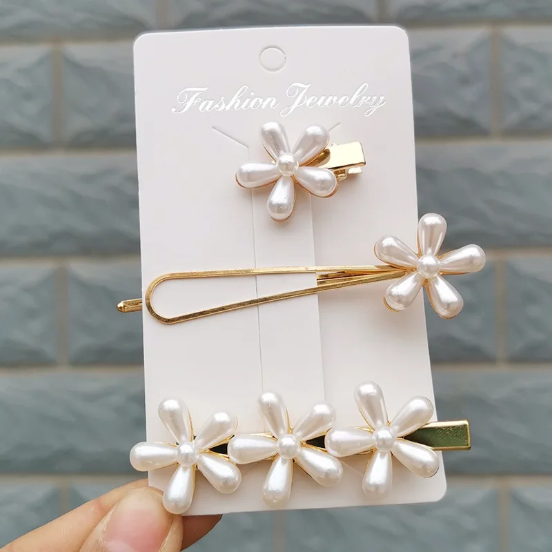 2021 Wholesale Women Hair Accessories Beaded Oversized Pearl Clip Highlight Jewelry Head Band Clips for