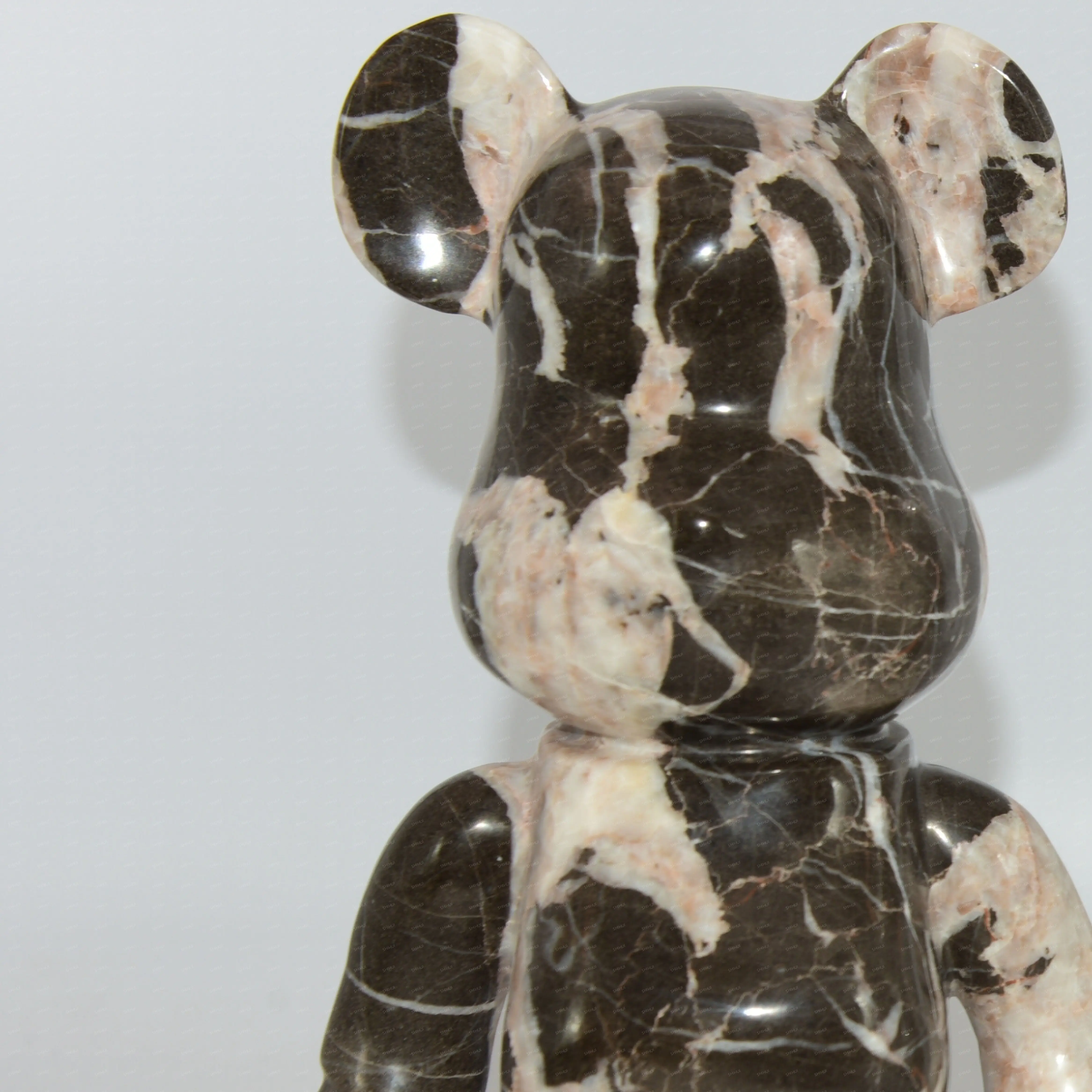SHIHUI Decorative Customized Marble Homewares Handmade Curve Crafts Violent Bear BearBrick Statue Ornaments Bear Sculptures