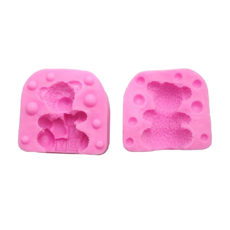 Cartoon Bear candle cake silicone mold diy chocolate clay embossed baking tool