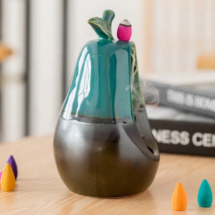 SPACEKEEPER Ceramic Backflow Incense Holder Waterfall Incense Burner with 120 BackflowIncense Cones