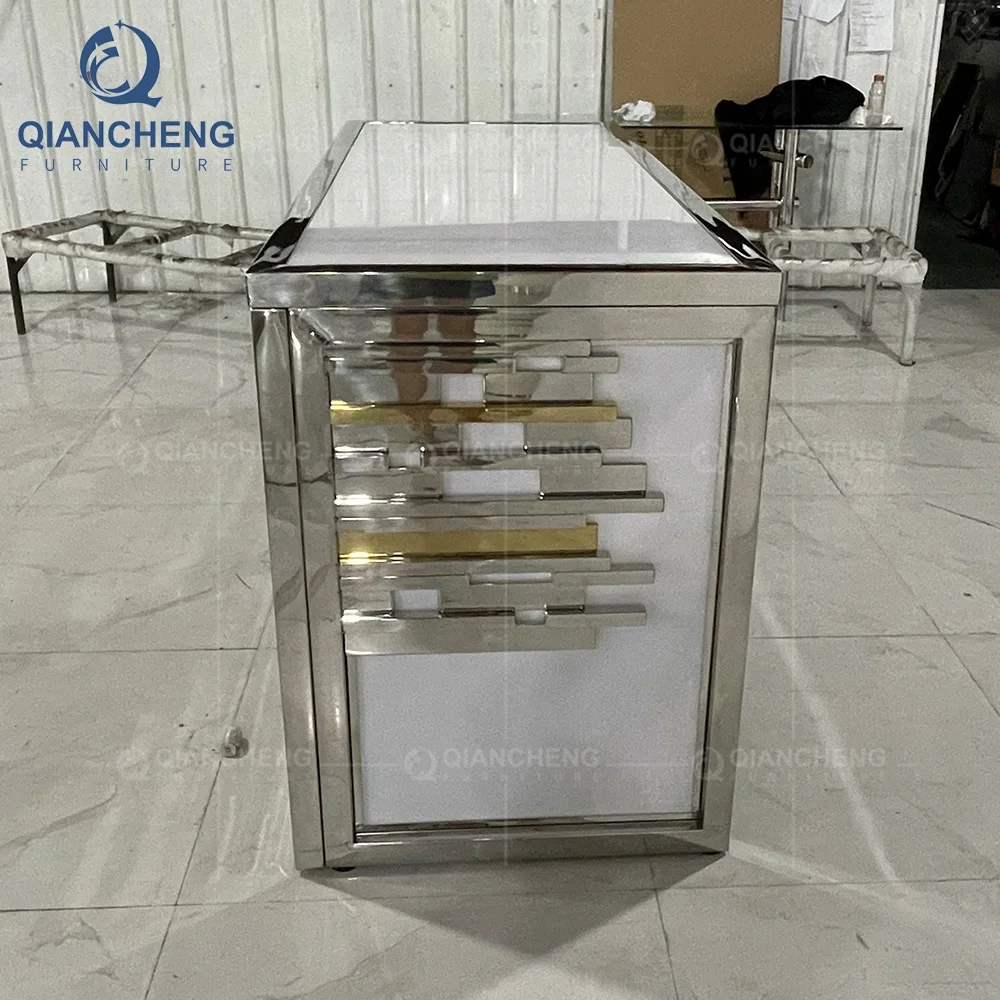 bar furniture commercial furniture outdoor wedding golden bar style table modern stainless steel chrome bar table party