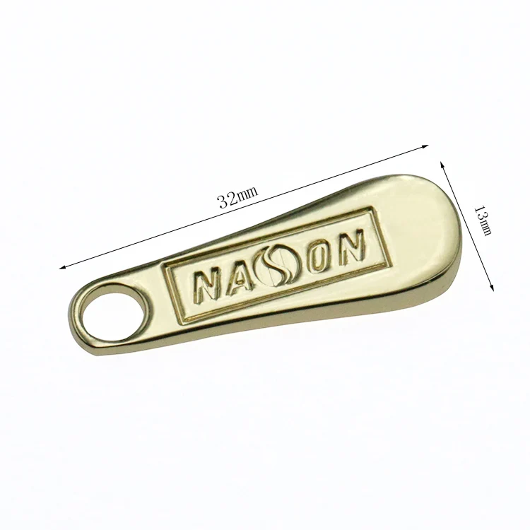 2021 Fashion World Nickel Plated Custom Logo Branded Print Bag Clothing Large Metal Luxury Zipper Puller Pulls Head Slider For B