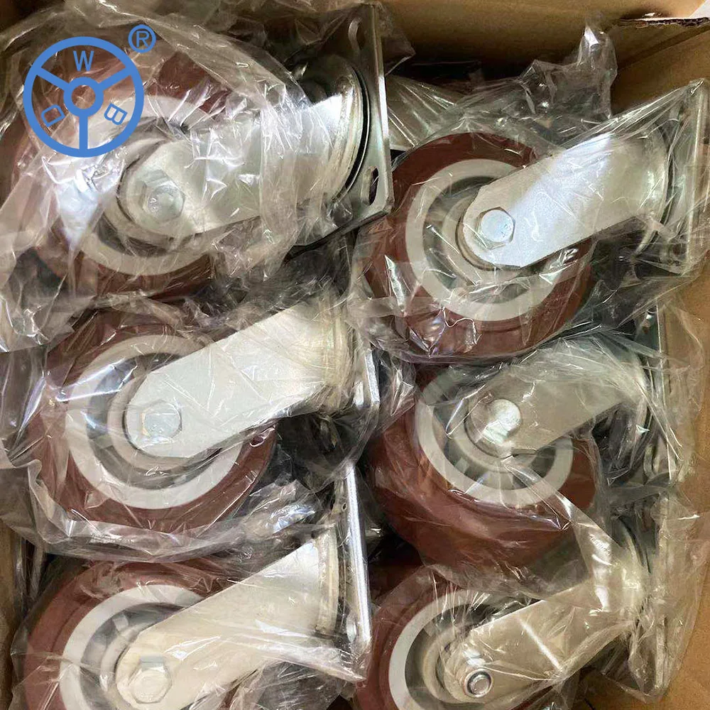 Ylcaster Wholesales 4/5/6/8 Inch pp Core PU/PVC Red Heavy Duty Caster Wheels with