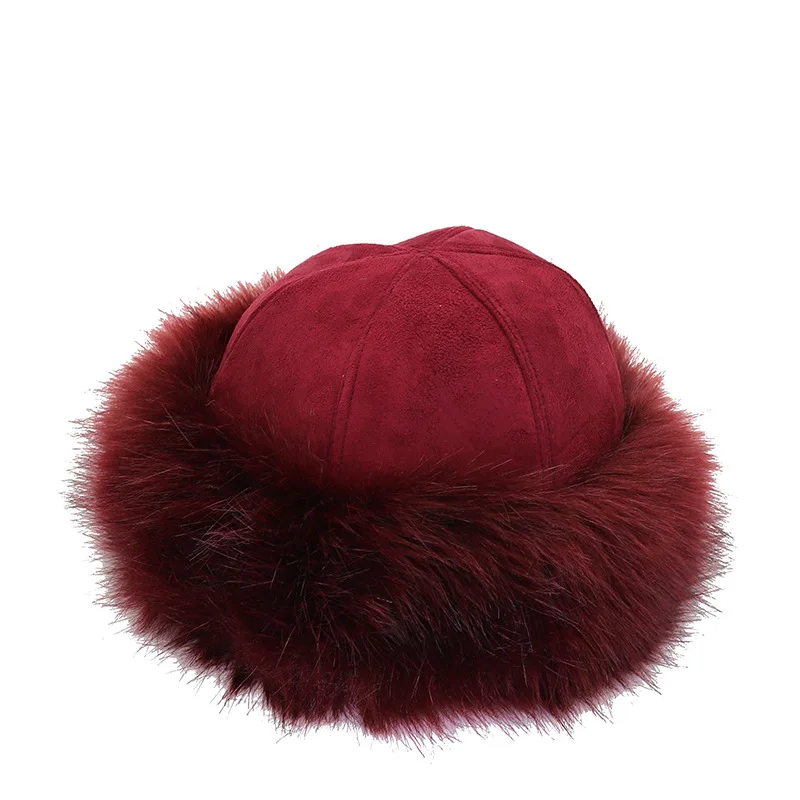 Mongoloid suede Fluffy faux fox fur hat fur hat for men and women winter thickened warm hat