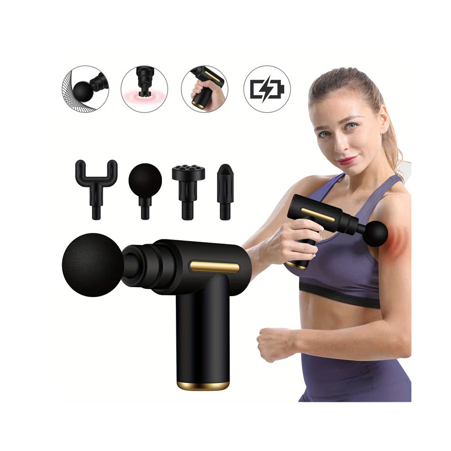 4 Heads Vibration Latest Body Mini Massage Gun Relax Muscle Massage Gun With USB