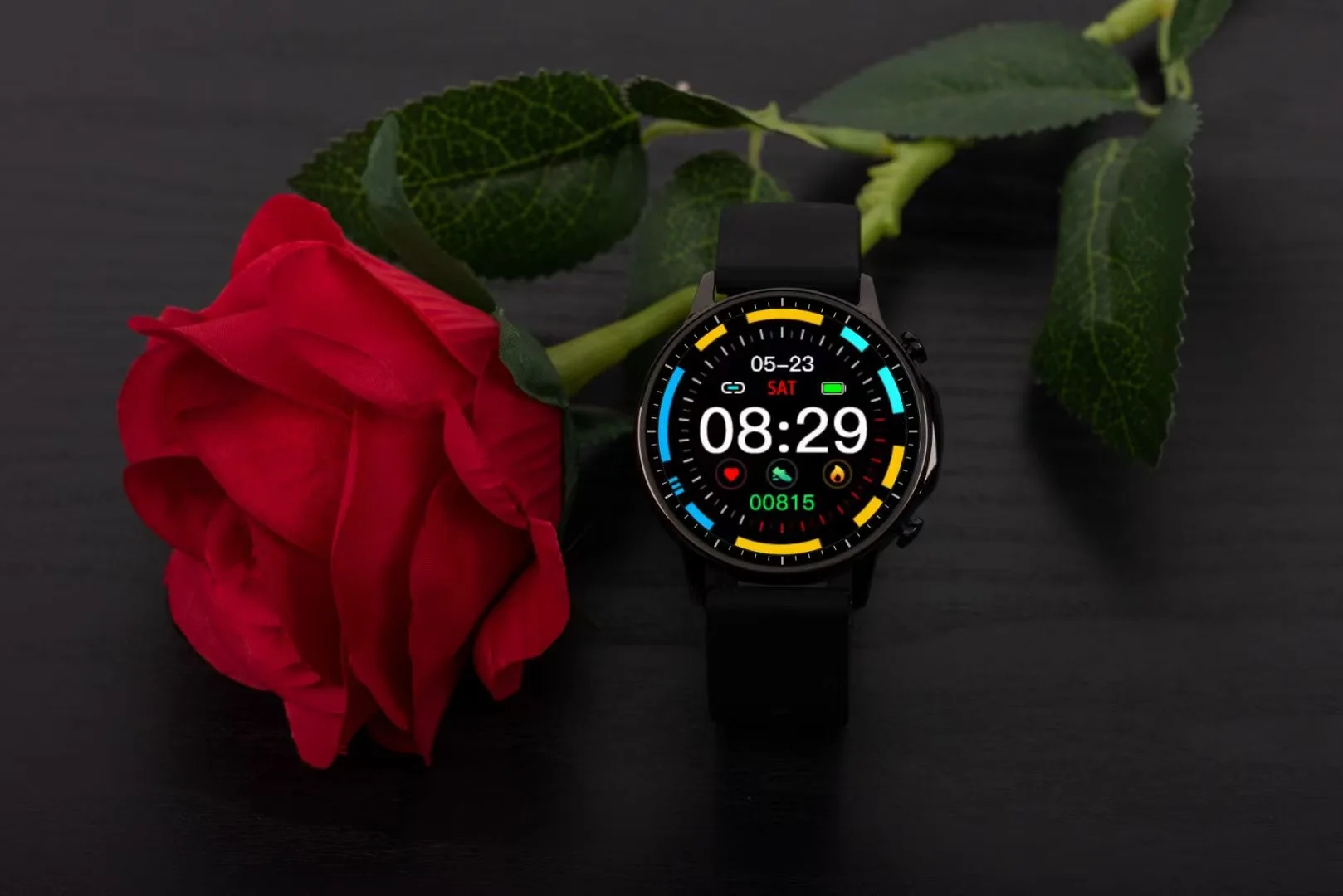 Metal Watch Case Silicone Band Smart Bracelet V23 Blood Pressure Blood Oxygen Fitness Tracker 1.28 inch Heart Rate Full Touch