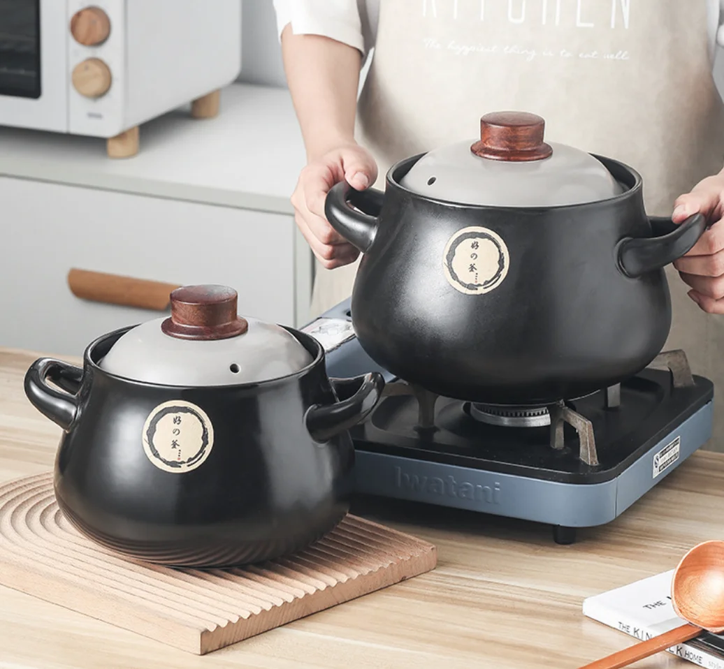 hot selling big Ceramic pot open fire casserole Japanese open fire can dry burning household soup stew pot stone  casserole