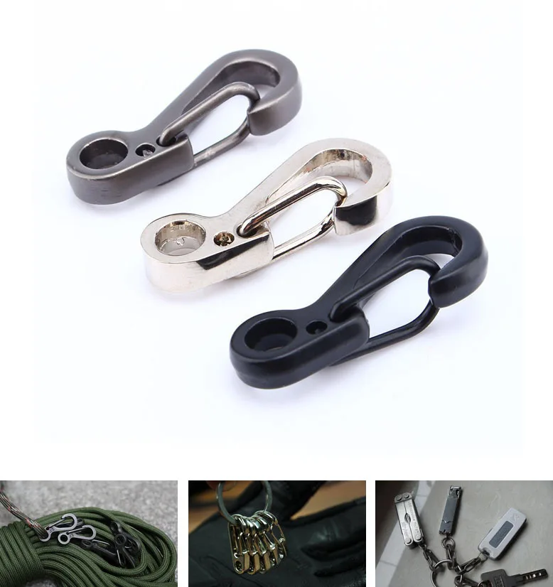 Mini Carabiner Clips Spring Hanging Buckle with Metal Wiregate Guard Hook Paracord Tactical Survival Gear