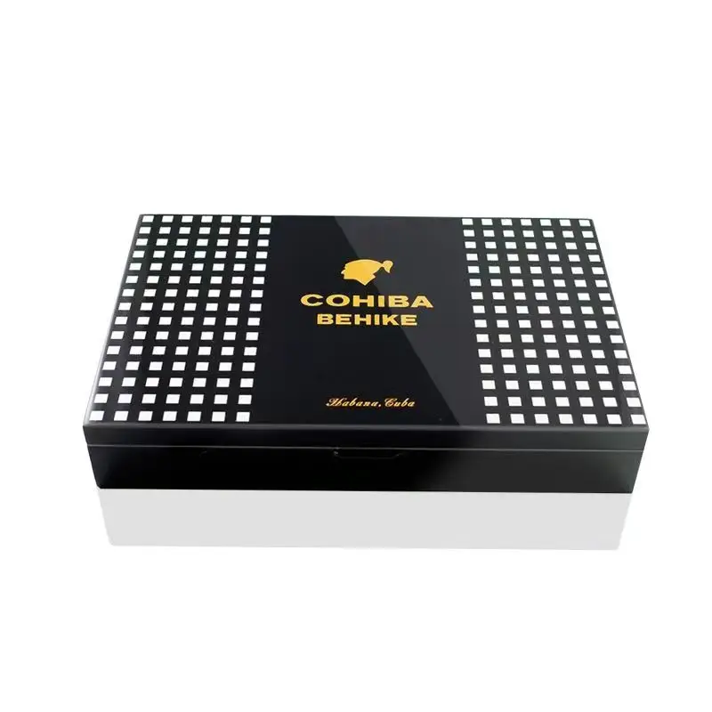 RTS Wholesale Glass Top Cedar Wood Humidor Cigar Gift Box Hold 35 Cigars Case Support Custom Logo