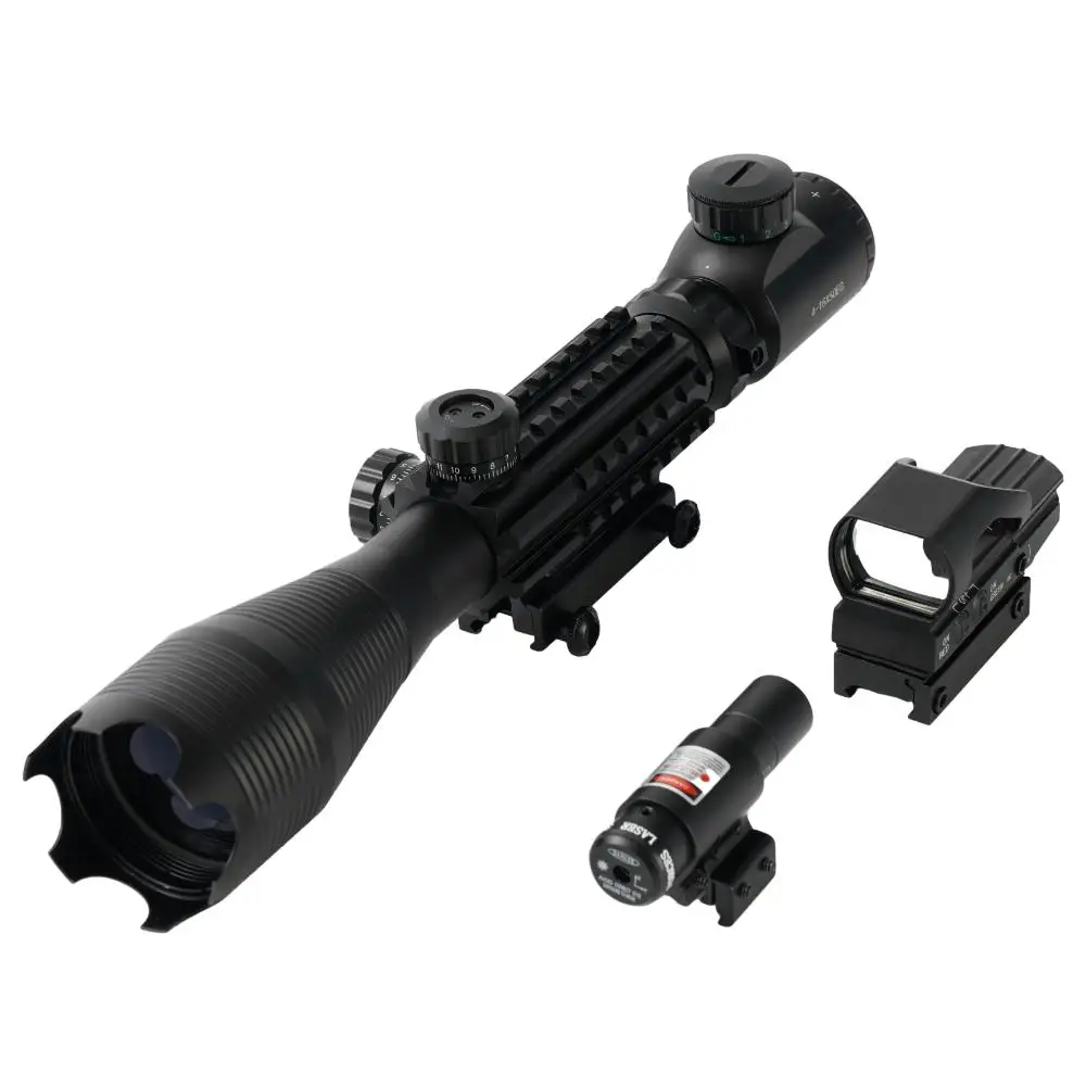 Factory 3-in-1 Scope Combo 4-16X50EG Scope with Red-Coating Reflex Mini Sight and Green Laser Scope