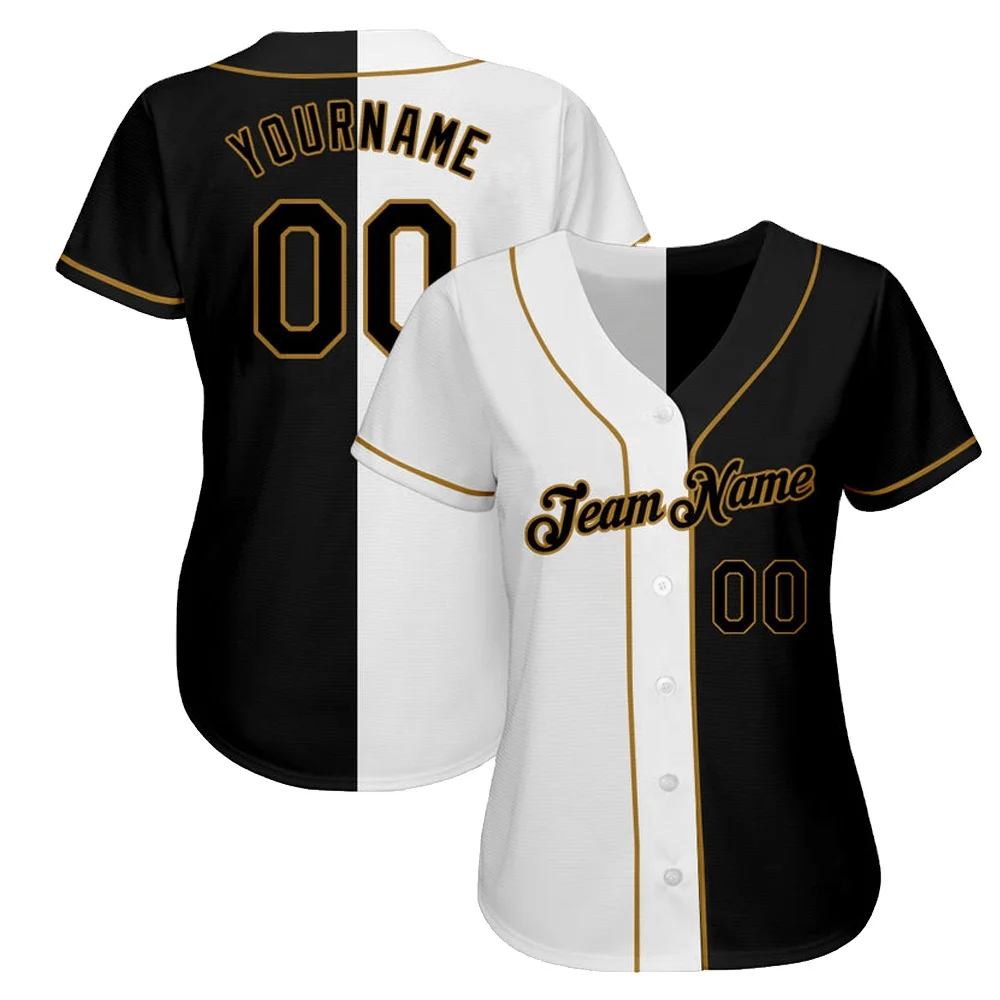Japanese Embroidery V Neck Pink Two Ton Lion Yellow Black Men Sublimation Plain Wholesale Blank Custom Baseball Jersey