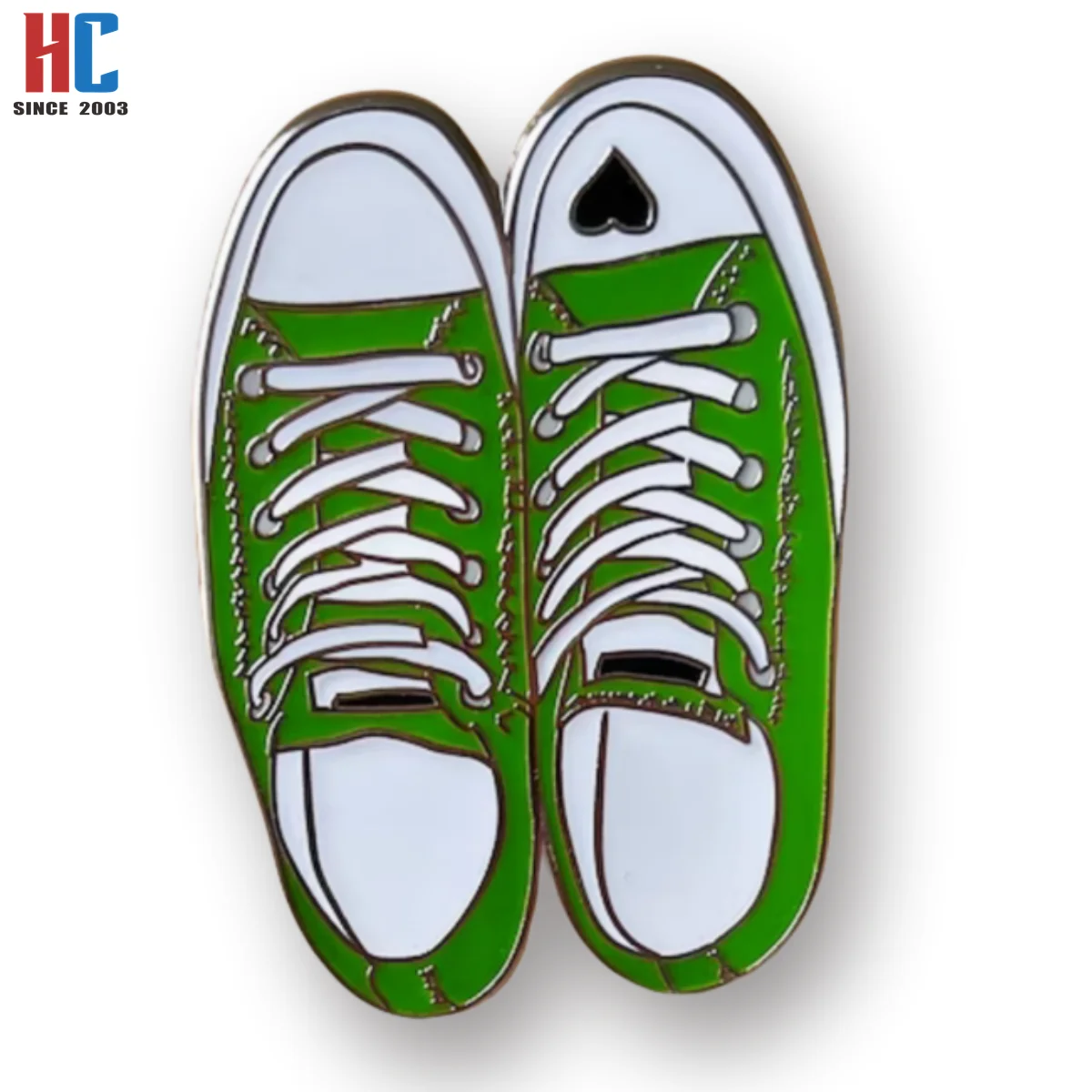 20 Years Factory Custom Green Converse Shoe Enamel Pin hard enamel Lapel Pin