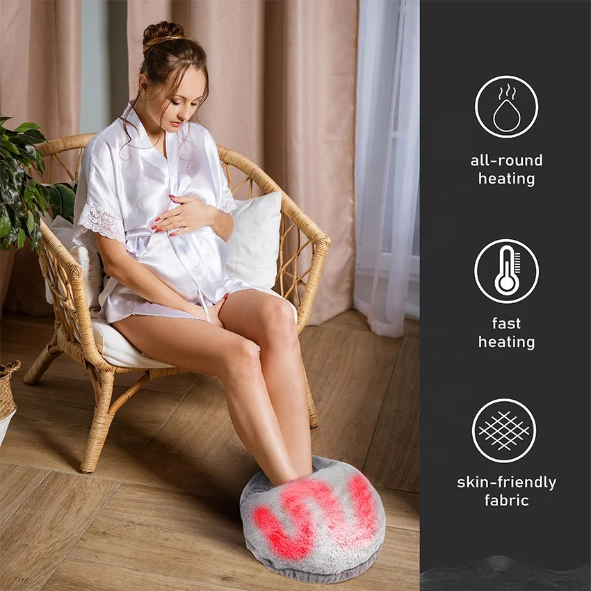 Kingworth usb Rabbit Fur Material Feet Soft And Warm Plush Fluffy Electric Heating Slipper