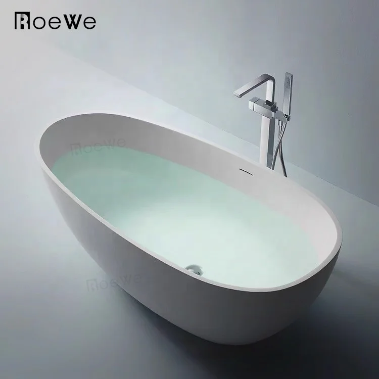 67 inch black artificial marble bath tub, bathroom oval cast stone resin solid surface free stand bathtub
