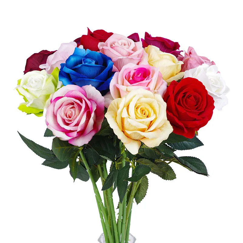 Hot Sales 19.6 Inches  Realistic Silk Rose Floral Real Touch Artificial Rose Flowers Wholesales
