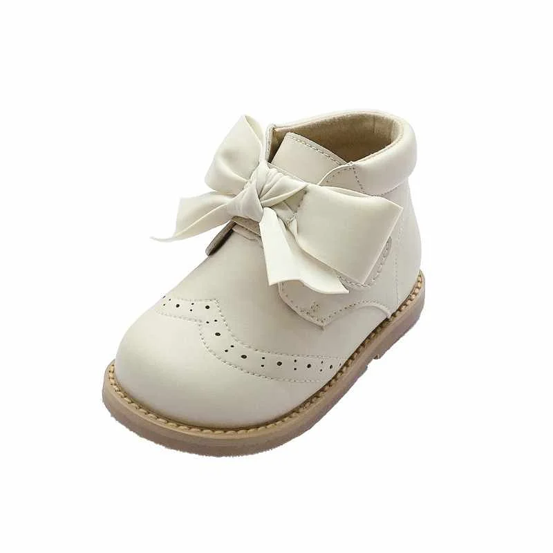 Корейские детские ботинки, новинка осень-зима 2021, бархатные короткие ботинки для девочек с бантом, детские ботинки-мартинсы для принцессы, одноботинки