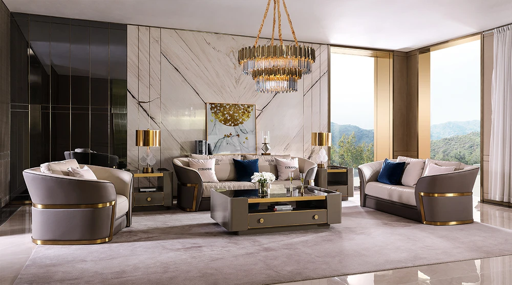 Italy design Wooden two-layer hollow with drawers gray corner table