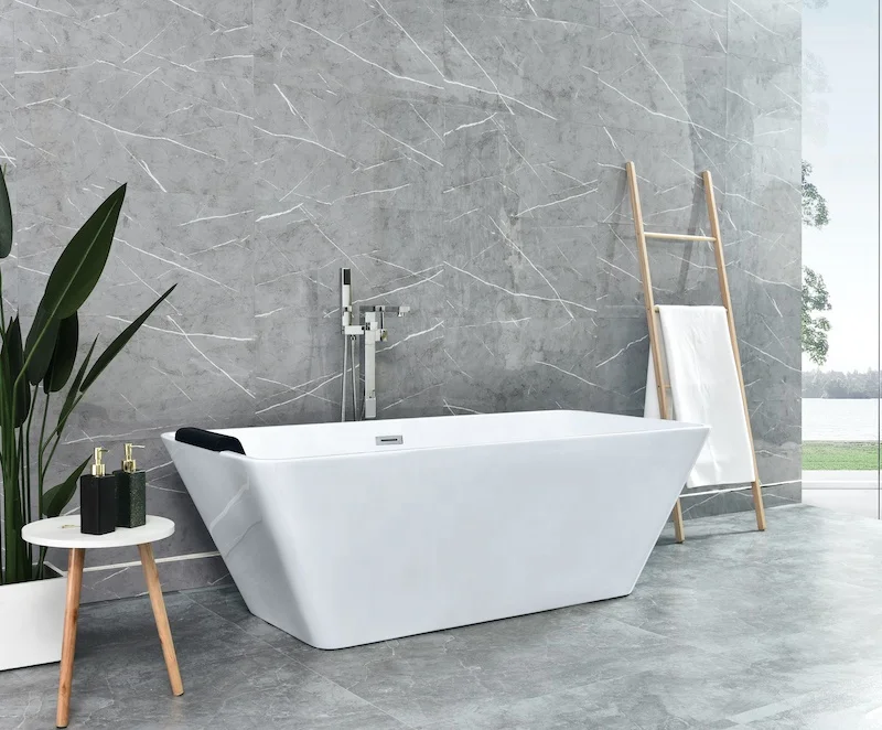 Solid Surface Bathtub Resin Stone Freestanding Bath Tub Hot Sale Matt Black Acrylic Air Massage Luxury Modern Bathtubt