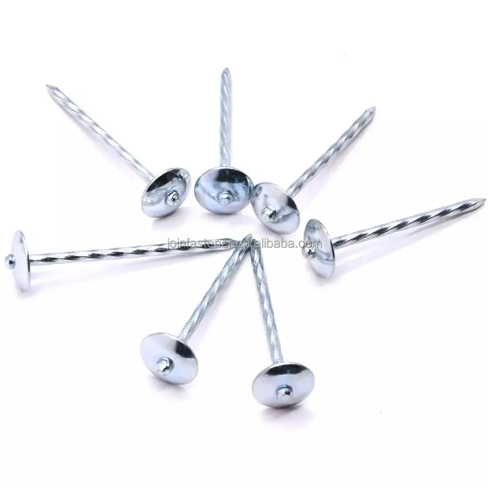 Galvanized roofing nail, twist shank with washer